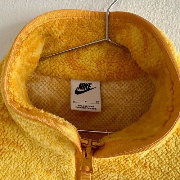 Nike Sportswear Cozy Sherpa Yellow Floral Fuzzy Jacket - Picture 3 of 5